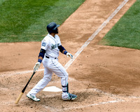 Understated.  Seattle Mariners infielder Robinson Canó's low key homerun bat flip